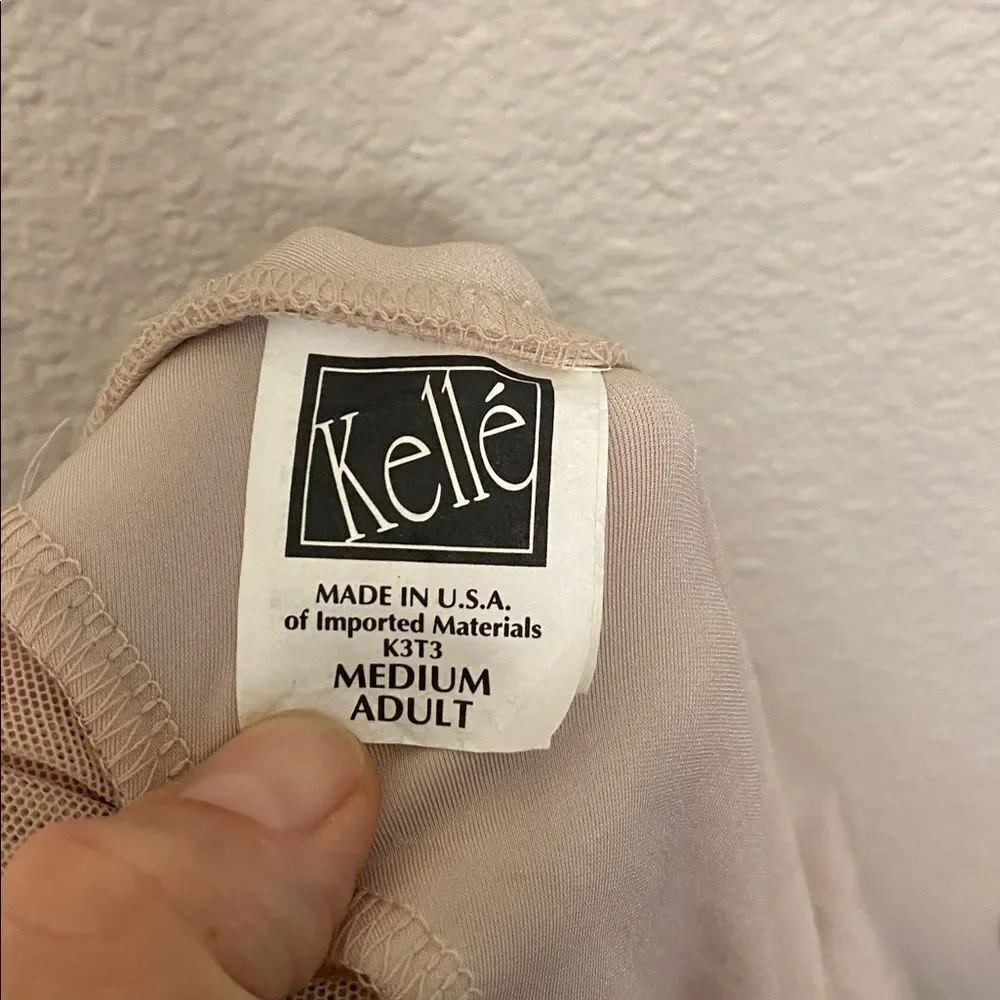 Kelle dance costume blush pink long sleeve mesh leotard 105275 MA-Medium adult